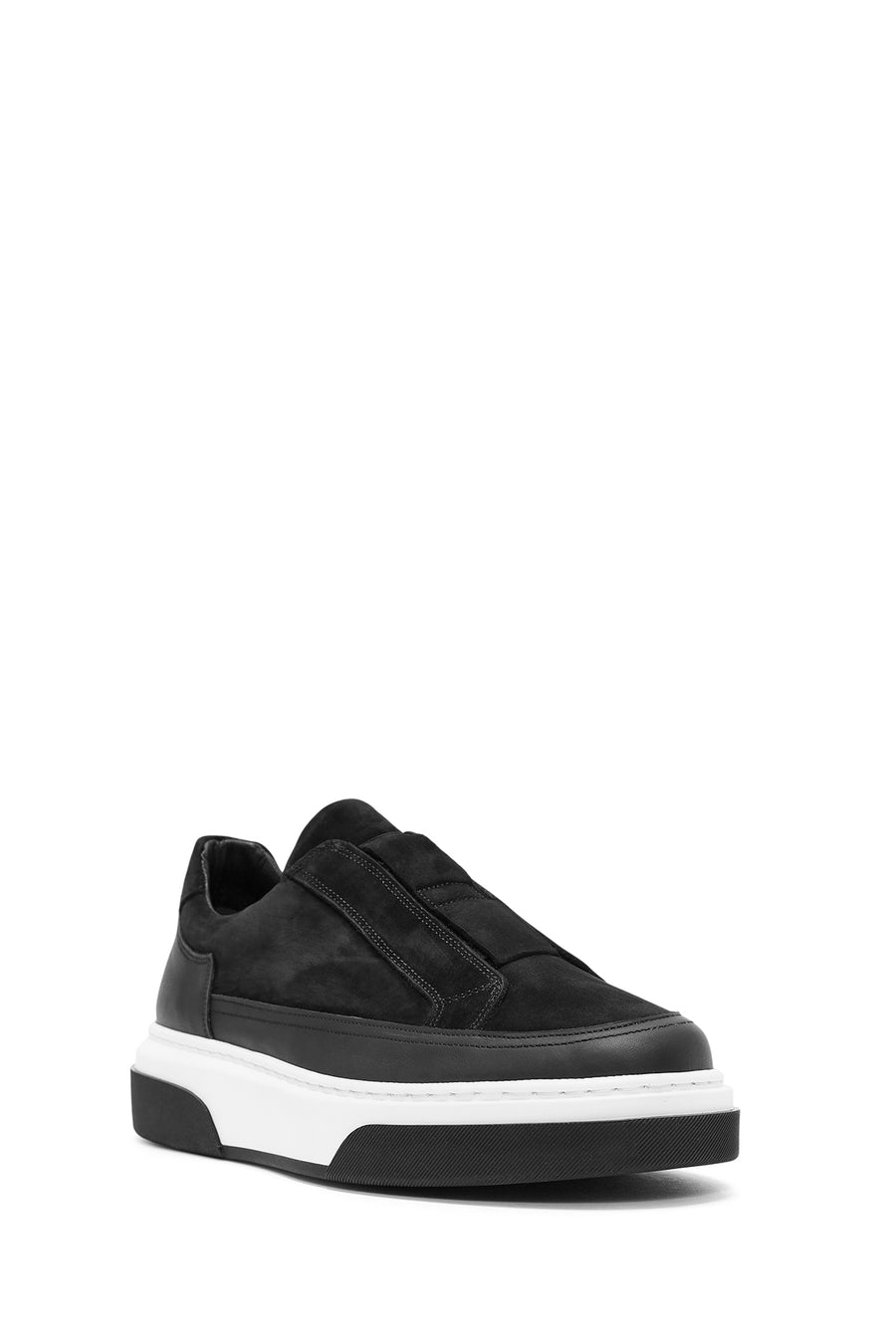 Male Black Lace-Up Thick-Soled Suede Leather Sneaker