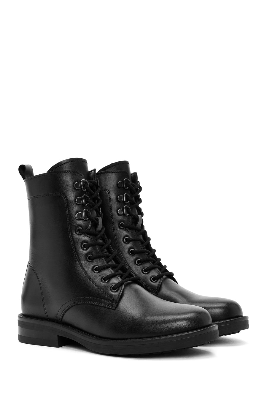 Women's Black Zippered Leather Boots