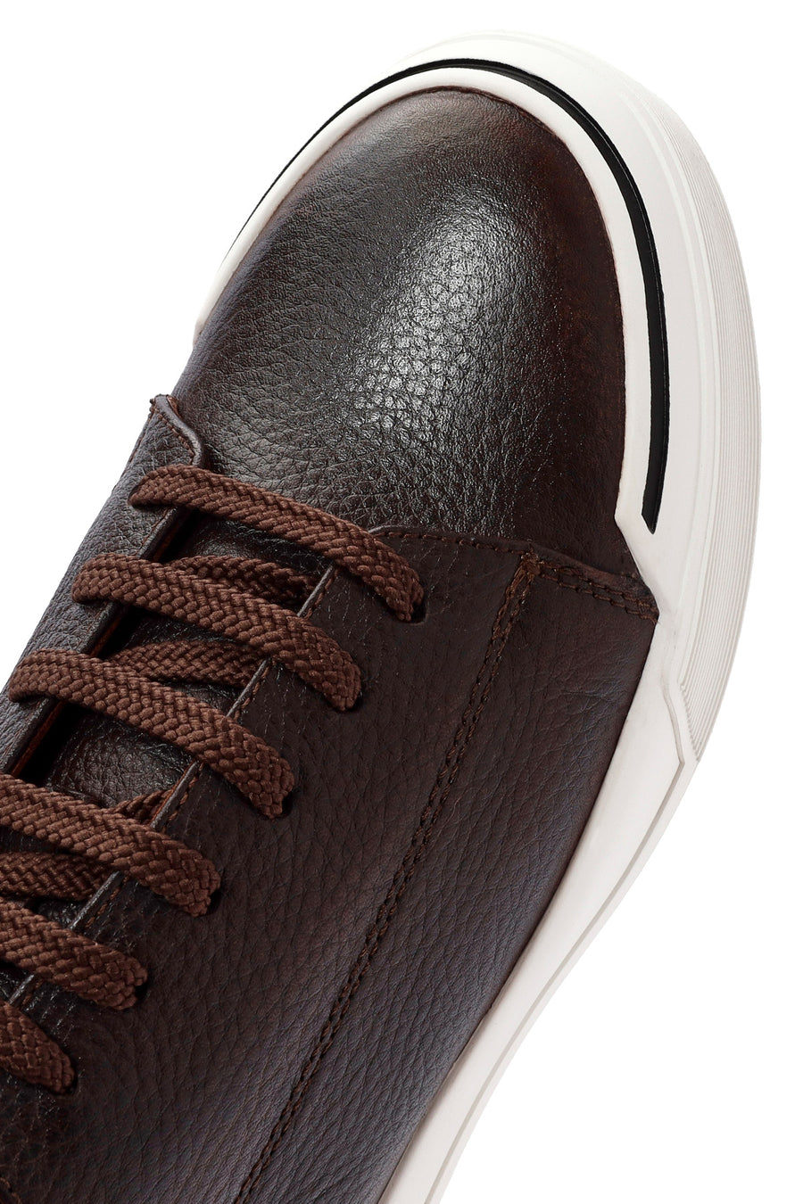 Erkek Kahverengi Bağcıklı Deri Sneaker