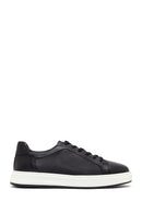Erkek Siyah Bağcıklı Deri Sneaker | Derimod