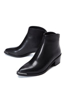 Women's Black Leather Zippered Heeled Classic Boots | Derimod