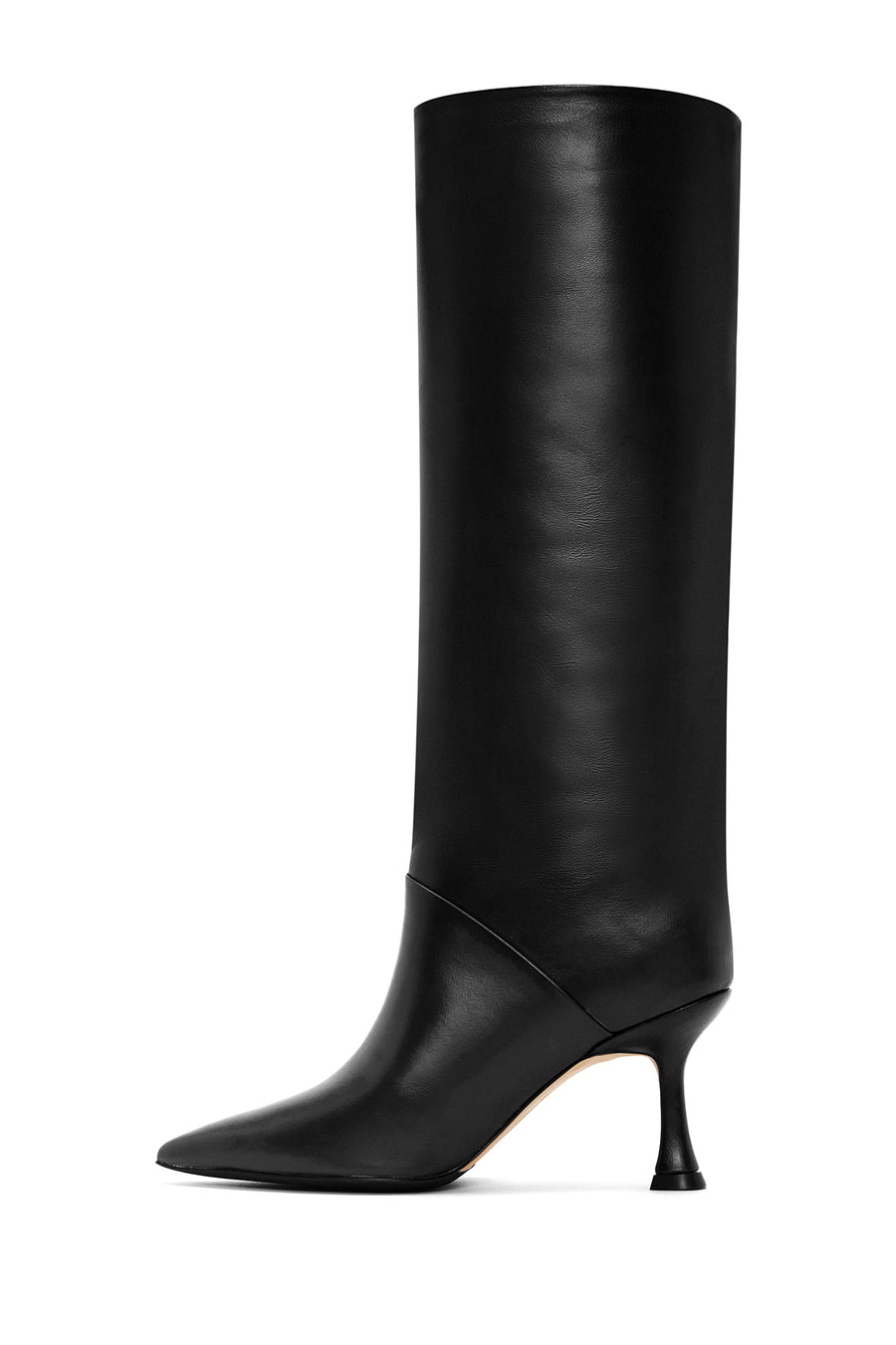 Women's Black Leather Heeled Boots