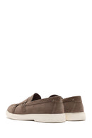 Men's Beige Double Buckle Suede Leather Loafer | Derimod