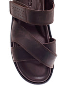Men's Brown Nubuck Leather Sandals | Derimod