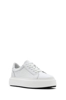 Erkek Beyaz Bağcıklı Kalın Tabanlı Deri Sneaker | Derimod