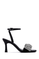 Women's Black Stone Heeled Sandals | Derimod