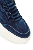 Erkek Lacivert Bağcıklı Kalın Tabanlı Kumaş Sneaker | Derimod