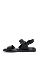 Women's Black Leather Comfort Sandals | Derimod