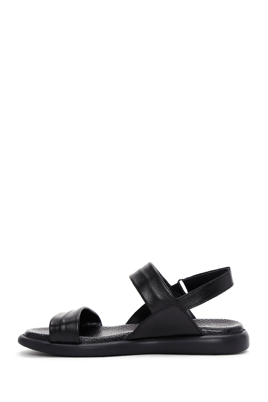 Women's Black Leather Comfort Sandals