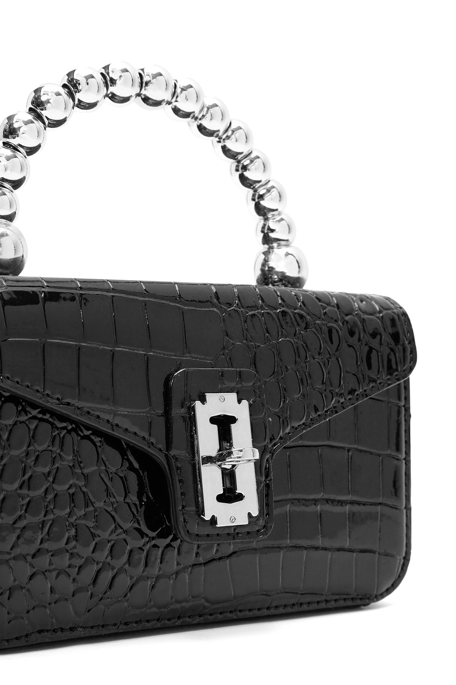 Women Black Long Strap Mini Classic Patent Crossbody Bag