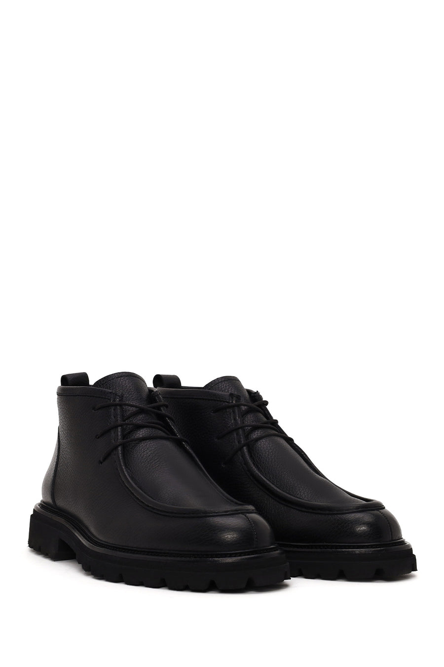 Male Black Lace-up Leather Casual Boots