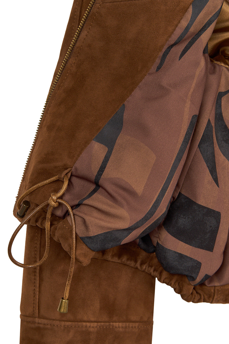 Miami Woman Brown Oversize Waist-Drawstring Suede Jacket