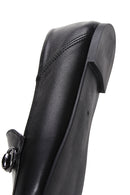 Kadın Siyah Tokalı Deri Maskülen Loafer | Derimod
