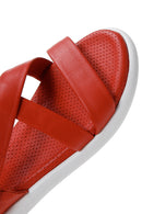 Women's Red Leather Comfort Sandals | Derimod