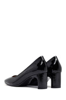 Woman Black Chunky Heels Leather Shoe | Derimod