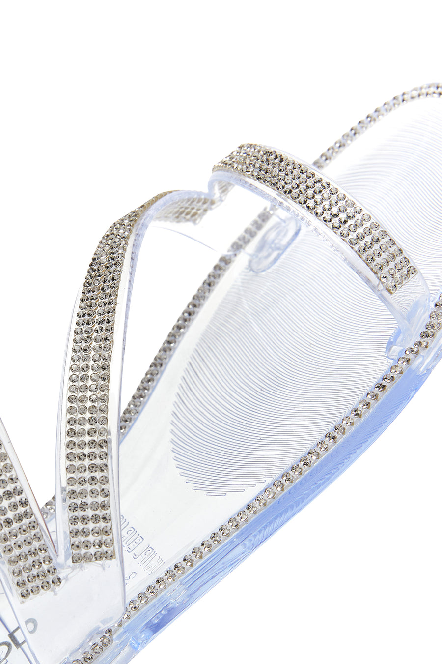 Women's White Jelly Transparent Stone Flat Slippers