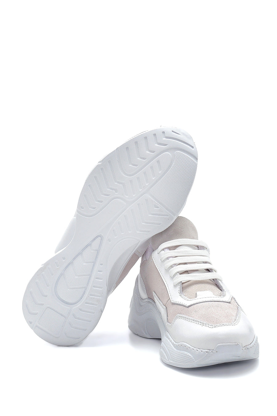Kadın Beyaz Deri Yüksek Taban Sneaker