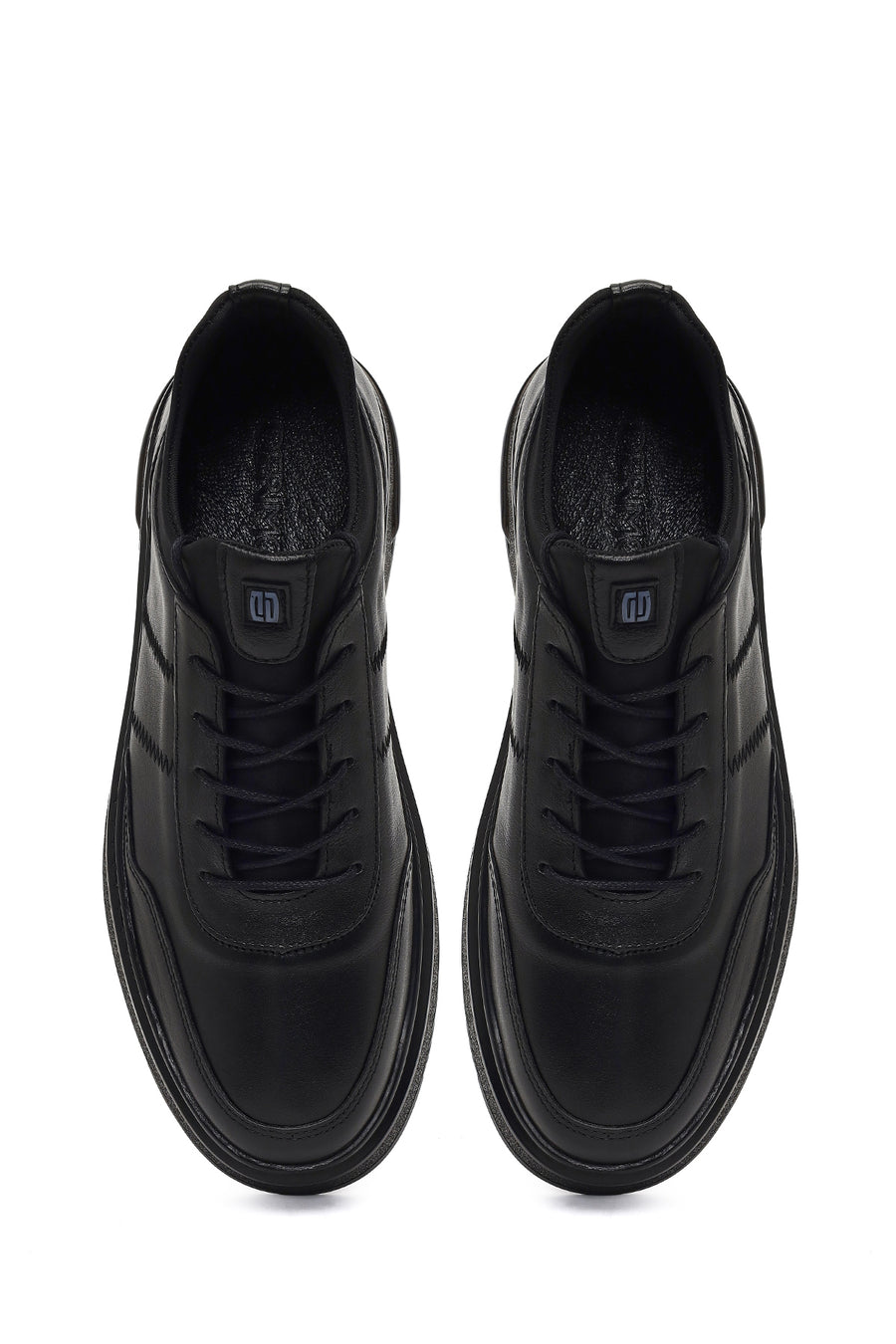 Erkek Siyah Bağcıklı Deri Sneaker