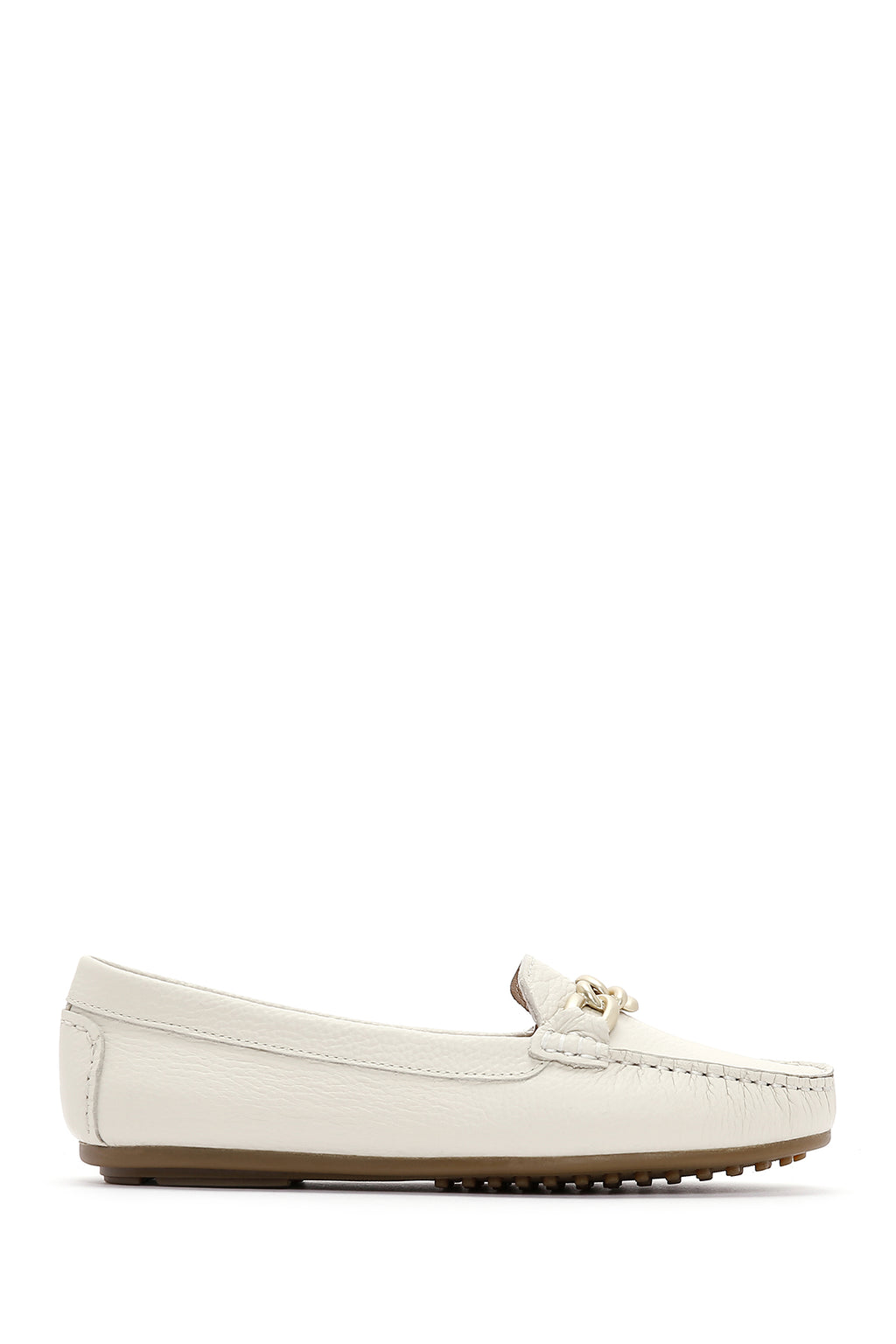 Kadın Bej Toka Detaylı Deri Casual Loafer