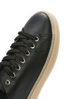 Erkek Siyah Bağcıklı Deri Sneaker | Derimod