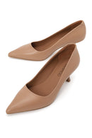 Woman Beige Thin-Heeled Leather Stiletto | Derimod