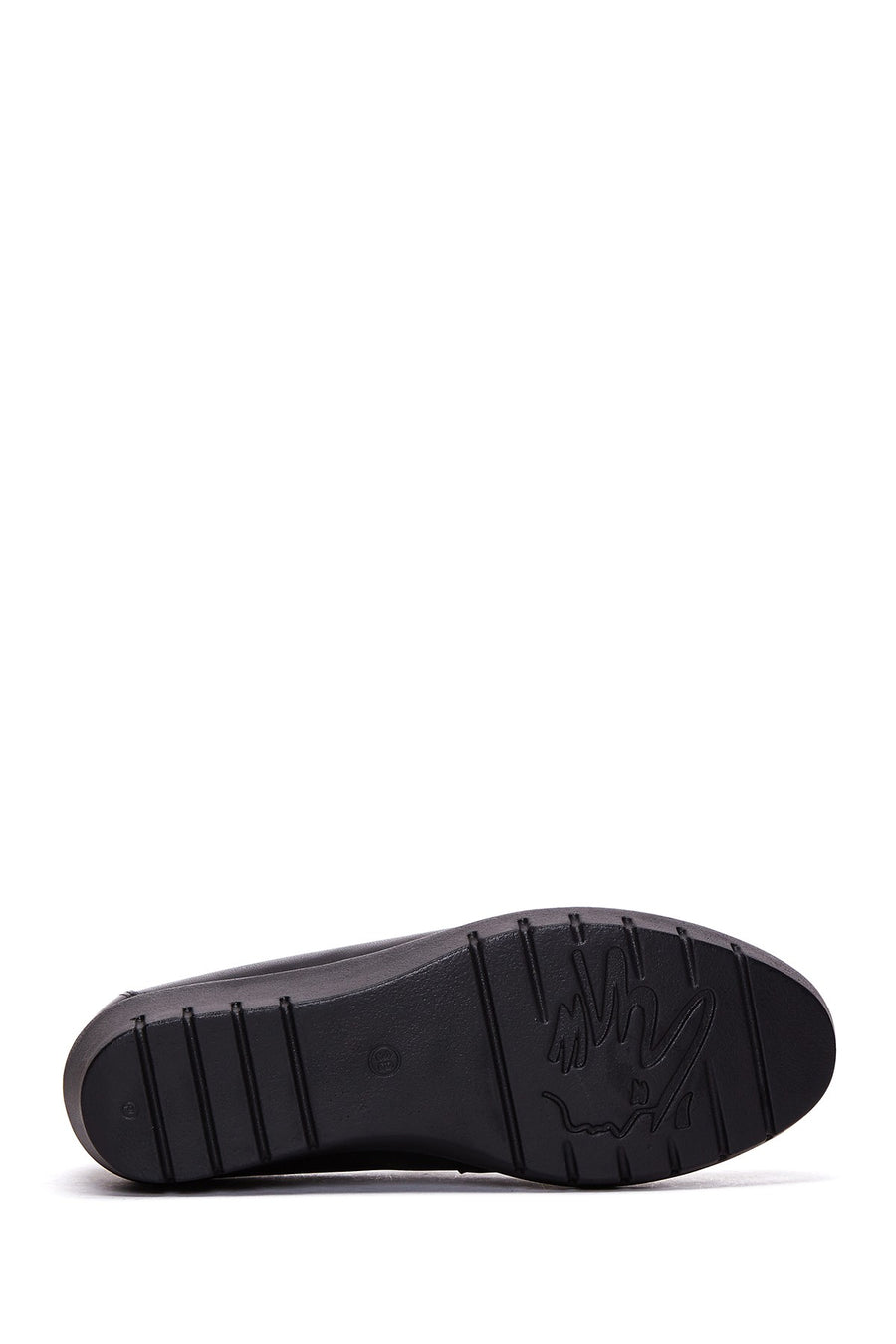 Women's Black Leather Wedge Heeled Loafer