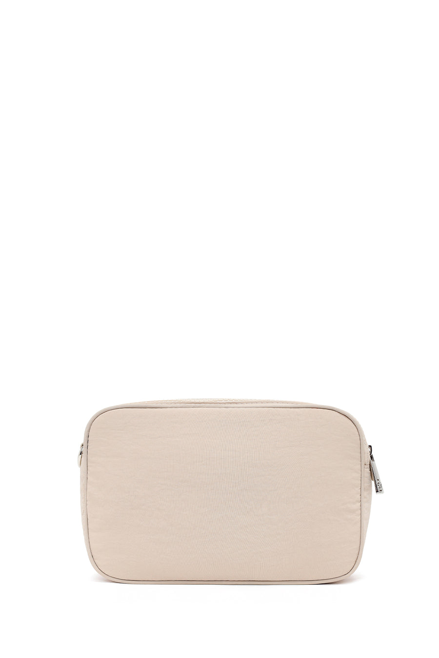Woman Cream Long-Strap Fabric Crossbody Bag