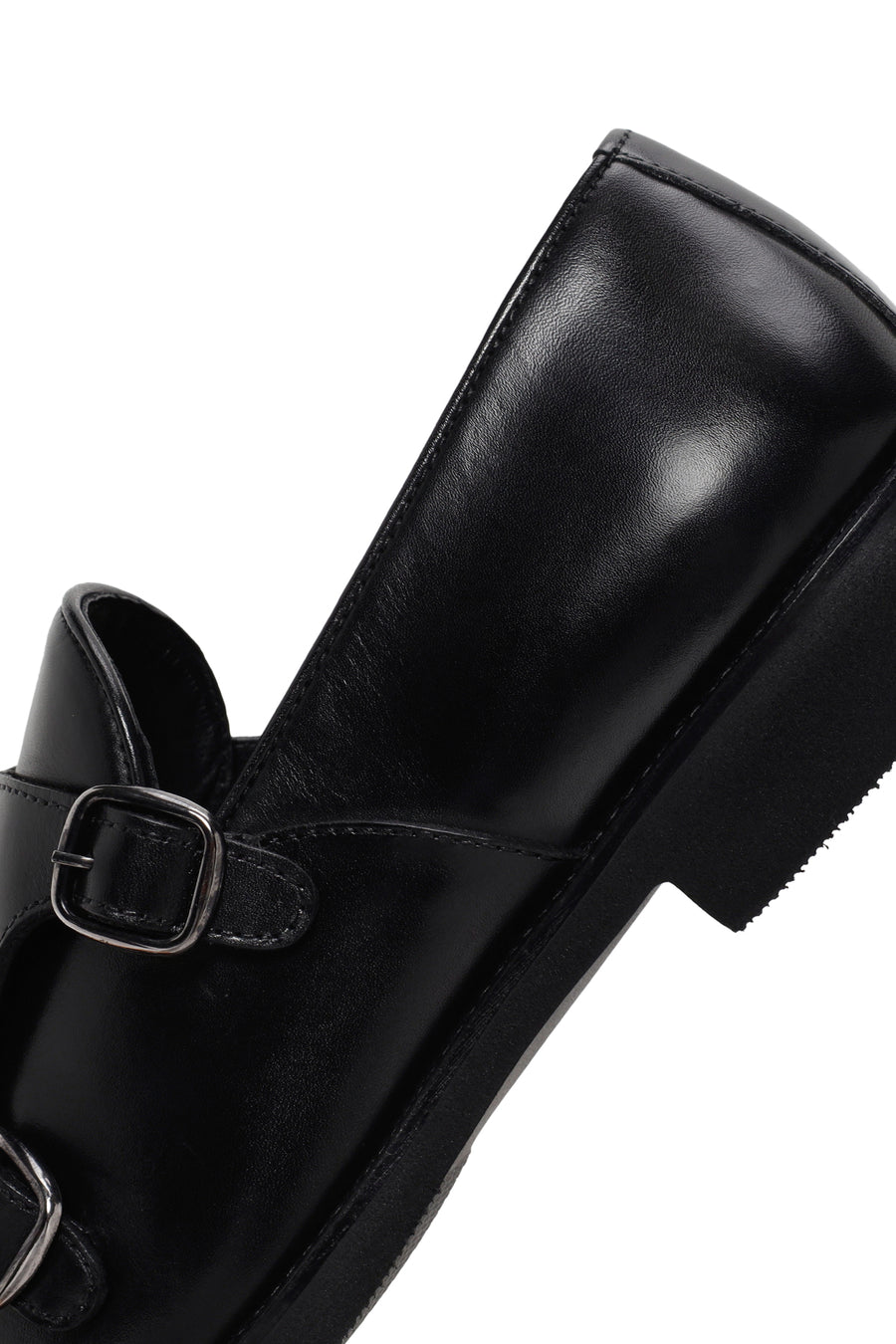 Erkek Siyah Çift Tokalı Deri Casual Loafer