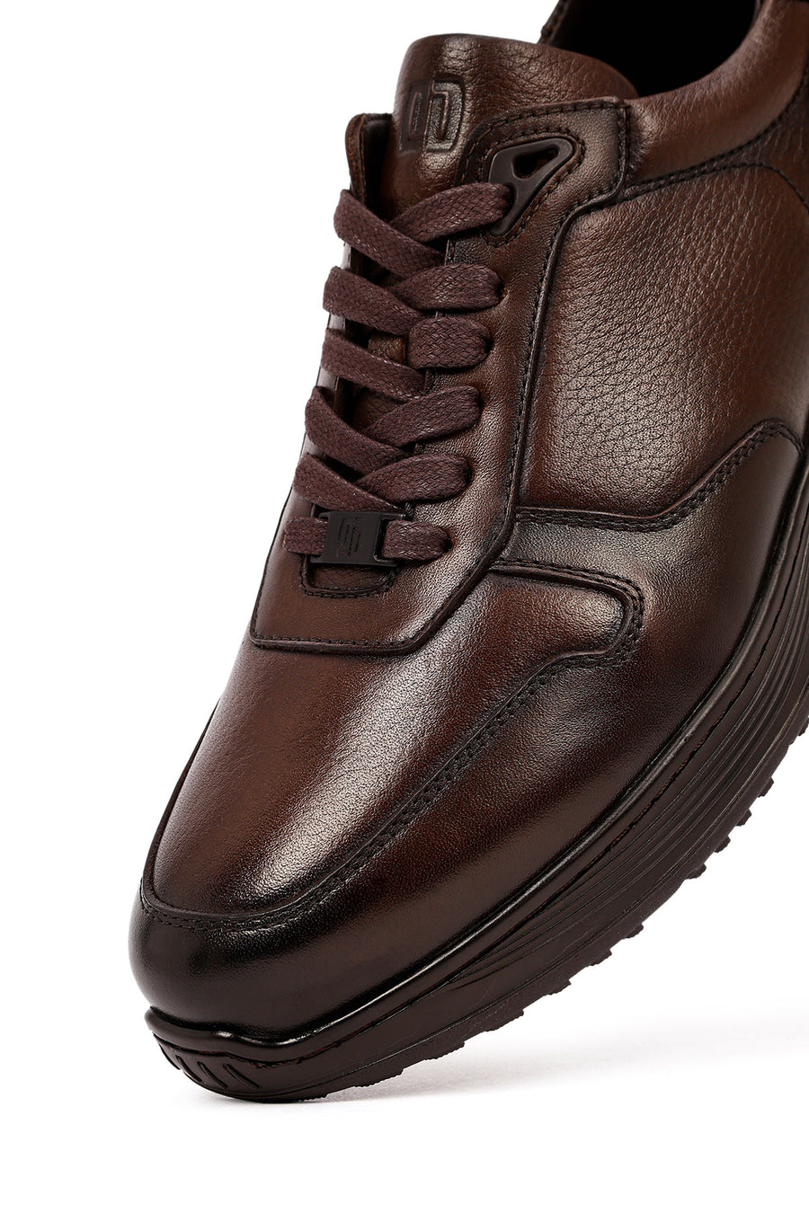 Erkek Kahverengi Bağcıklı Deri Sneaker