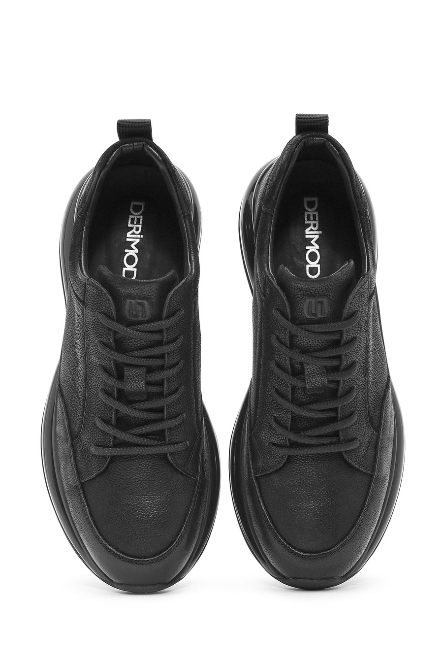 Erkek Siyah Bağcıklı Nubuk Deri Sneaker