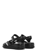 Women's Black Ankle Strap Chunky Sole Leather Comfort Sandals | Derimod