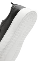 Erkek Siyah Bağcıklı Deri Sneaker | Derimod