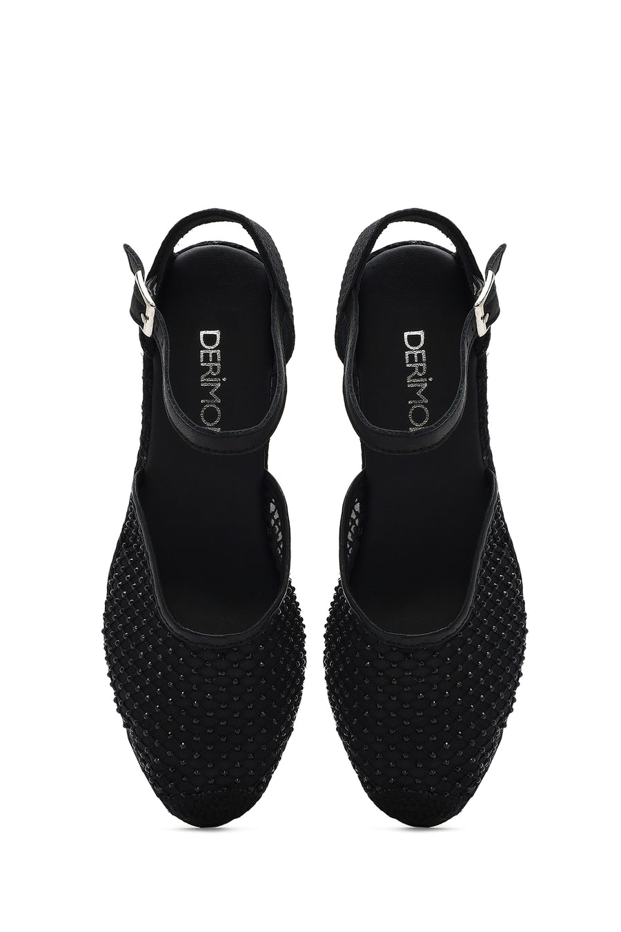 Women's Black Ankle Buckle Wedge Heel Espadrille Sandals