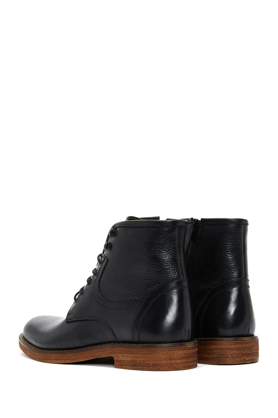Men's Black Leather Zippered Casual Boots