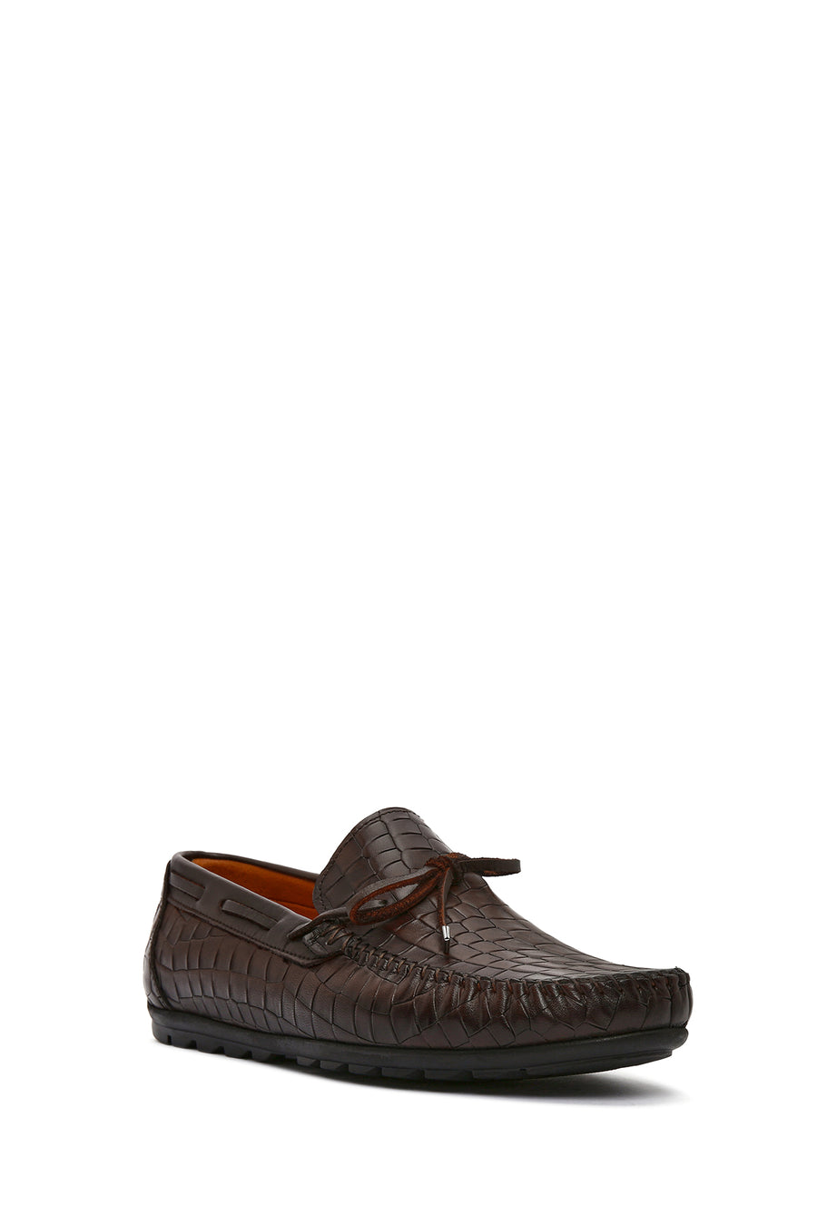 Erkek Kahverengi Kroko Deri Loafer