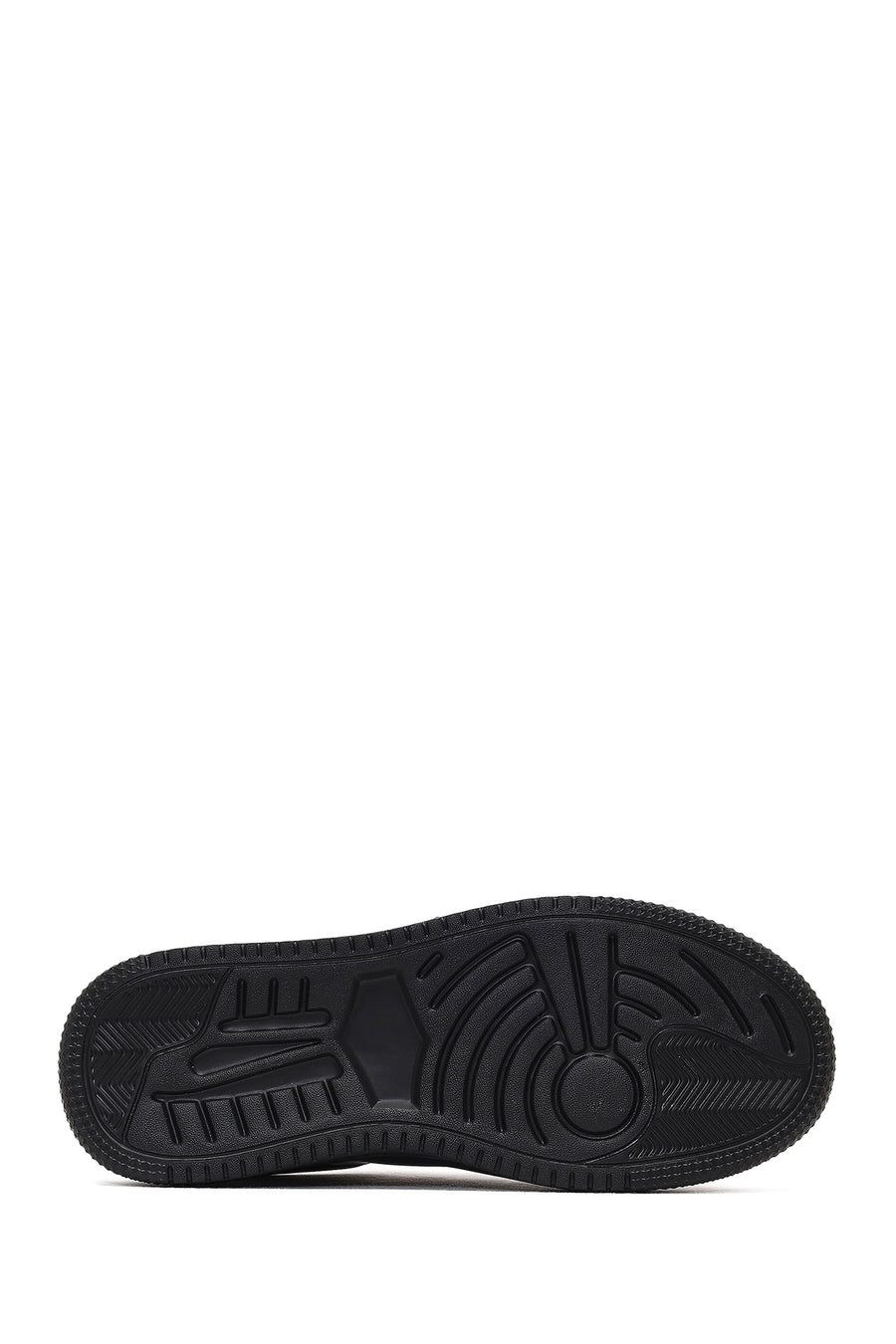 Men's Black Thick-Soled Leather Sneaker