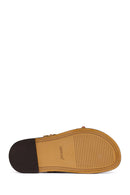Woman Tan Embellished Suede Sandal | Derimod