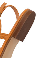 Woman Tan Ankle-Buckle Toe-Post Embellished Sandal | Derimod
