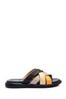 Women's Multicolored Leather Comfort Slippers | Derimod