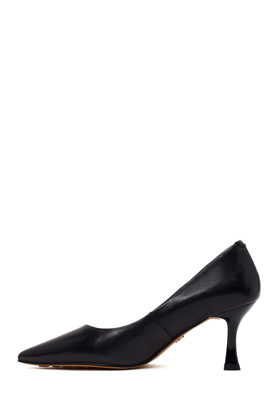 Woman Black Thin-Heeled Leather Stiletto