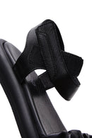 Women's Black Leather Comfort Sandals | Derimod