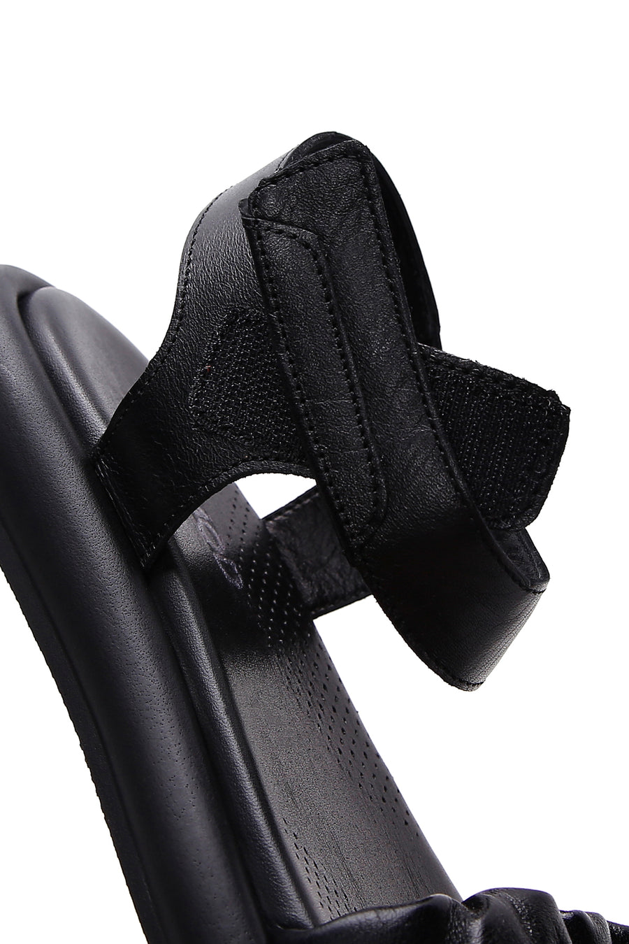 Women's Black Leather Comfort Sandals