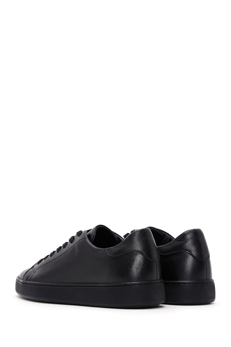 Erkek Siyah Bağcıklı Deri Sneaker