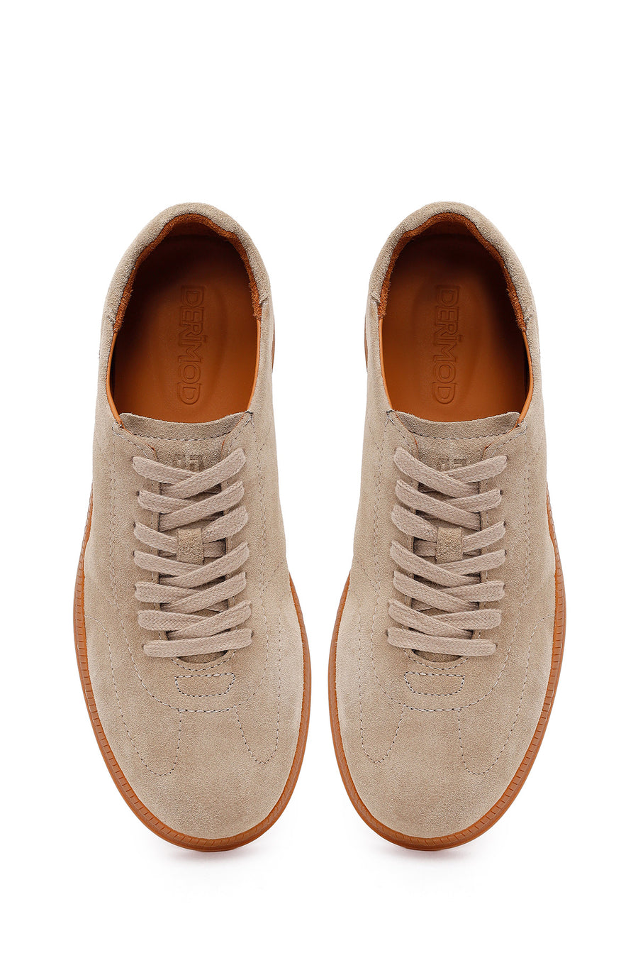 Male Beige Lace-up Suede Leather Sneaker