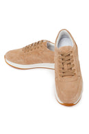 Woman Beige Lace-Up Suede Leather Sneaker | Derimod