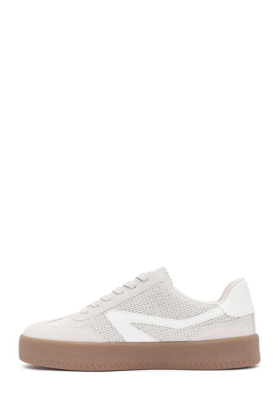 Kadın Bej Bağcıklı Kalın Tabanlı Sneaker