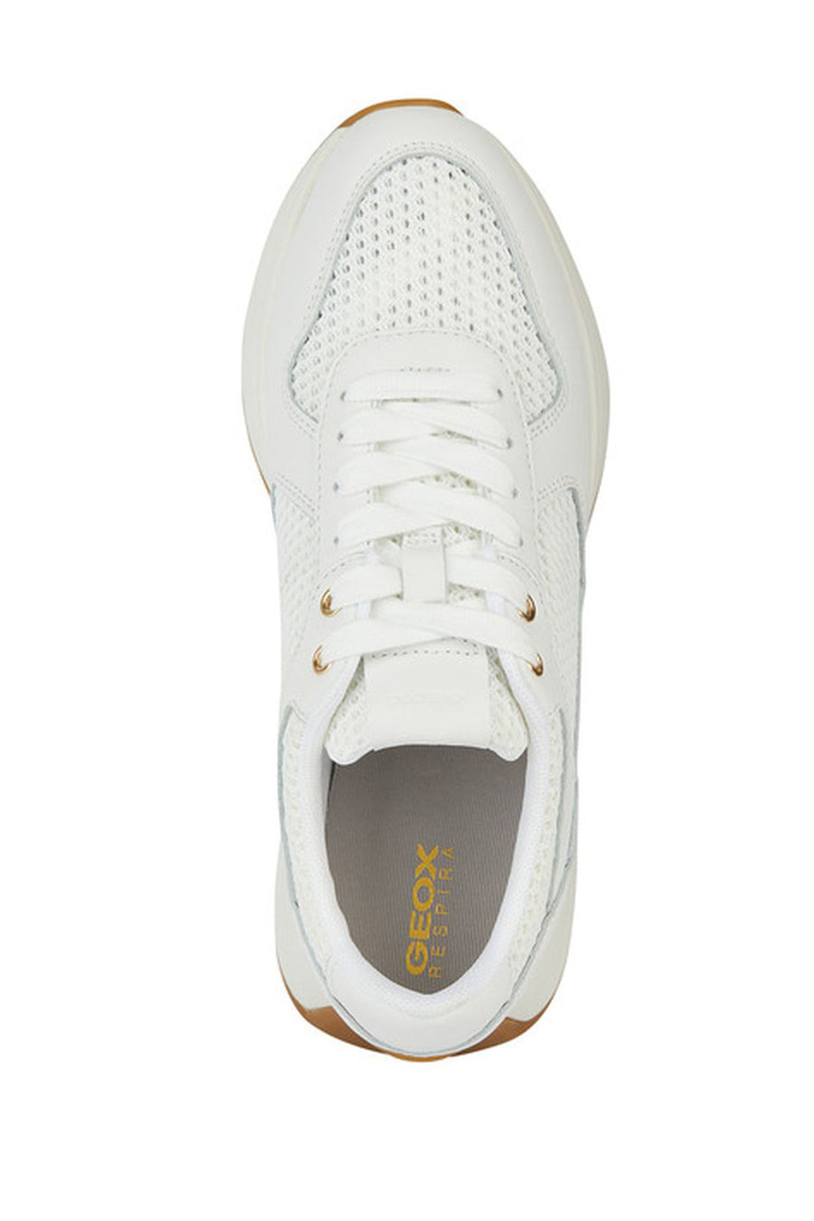 Geox Women's White Amabel Lace-up Leather Sneaker