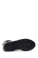 Women's Black Leather Zippered Chain Detailed Boots | Derimod