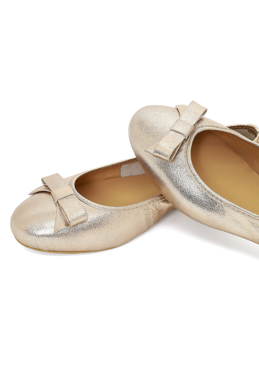 Women's Gold Metallic Leather Ballet Flat