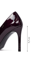 Women's Burgundy Thin Heeled Patent Leather Stiletto | Derimod